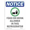 Signmission OSHA Notice, 7" Height, Food Or Drink Allowed Sign With Symbol, 7" X 5", Portrait OS-NS-D-57-V-12829 - alternate 1